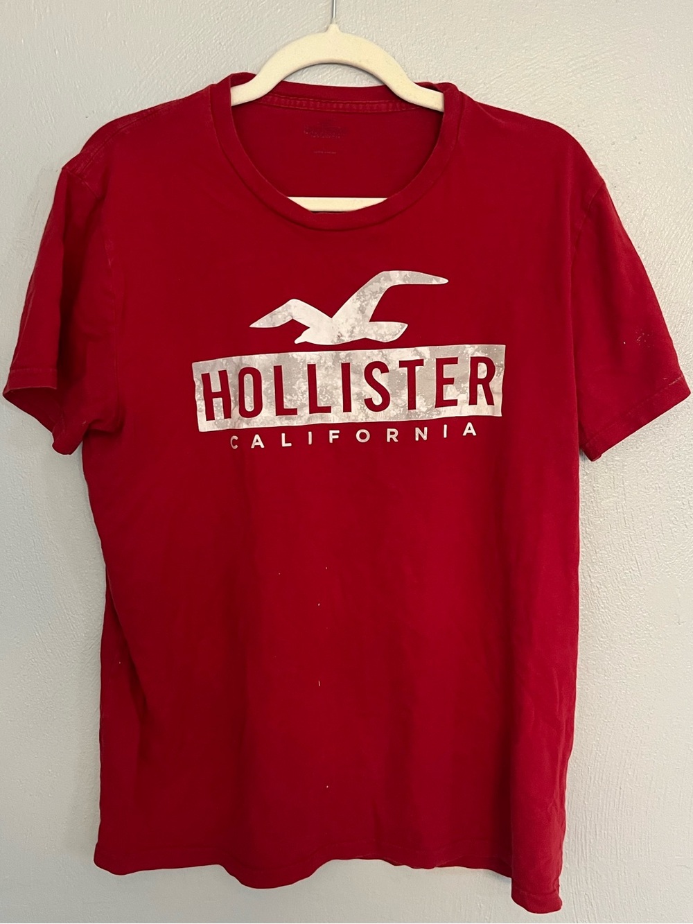 Hollister Red Logo Graphic T-Shirt Size Large California Seagull Tee